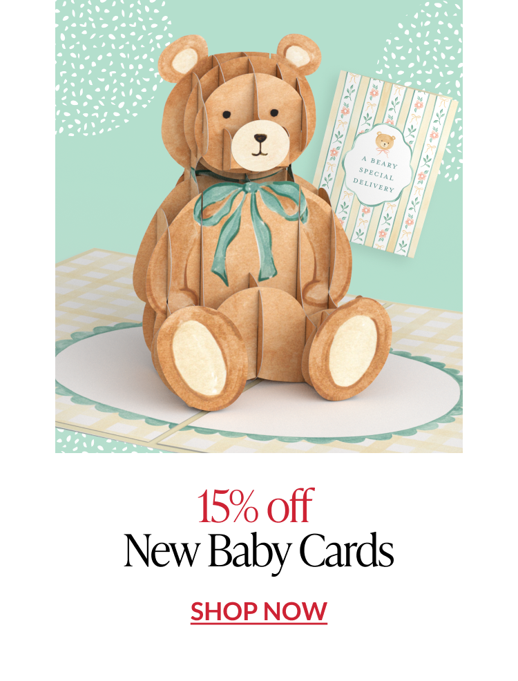 New baby greeting cards with playful and gentle artwork
