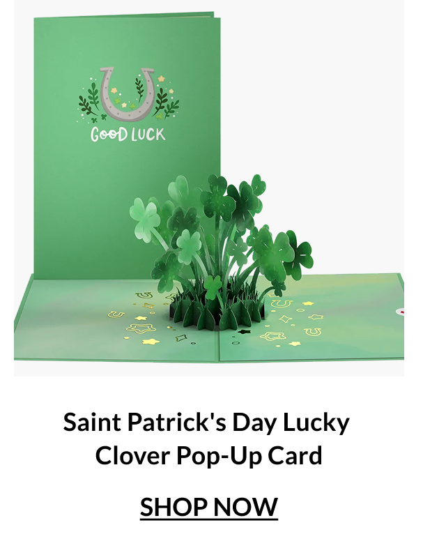 Saint Patrick's Day lucky clover pop-up card