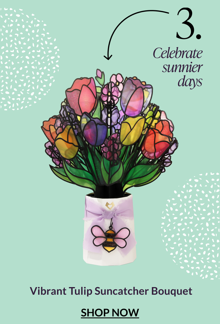 Vibrant tulip suncatcher bouquet product display