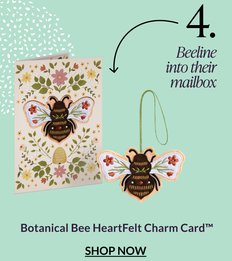 Botanical bee HeartFelt charm card design