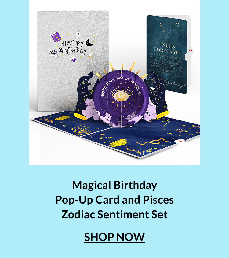 Magical Birthday pop-up card with Pisces sentiment