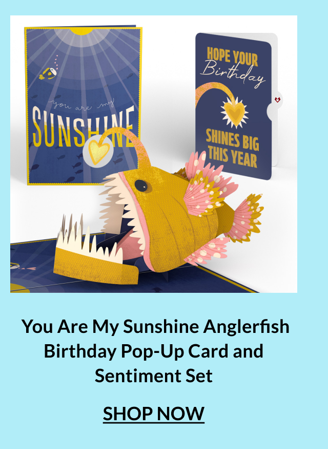 Anglerfish birthday pop-up card with zodiac sentiment