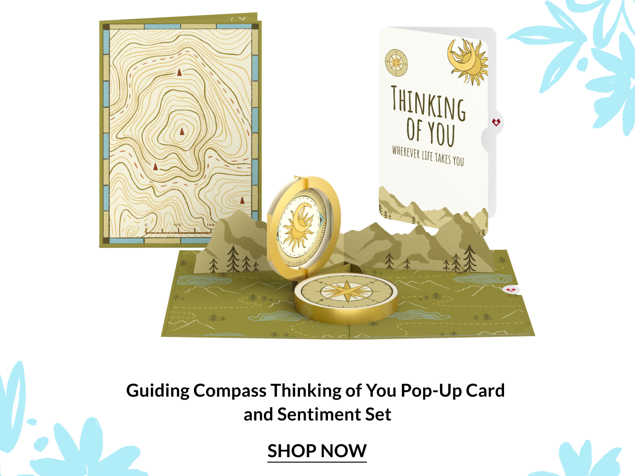 Compass-themed thinking of you pop-up card
