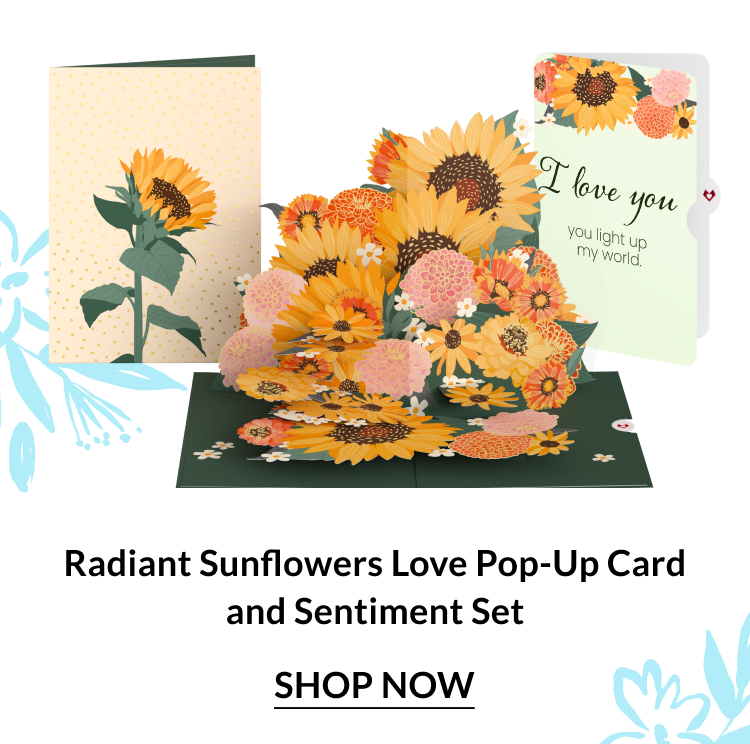 Sunflower-themed pop-up card with sentiment set
