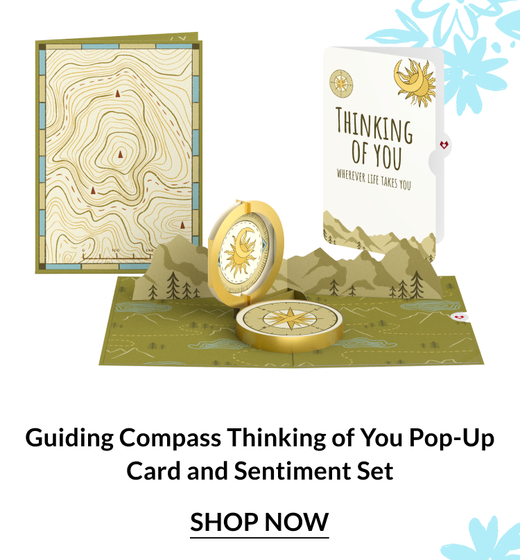 Compass-themed thinking of you pop-up card