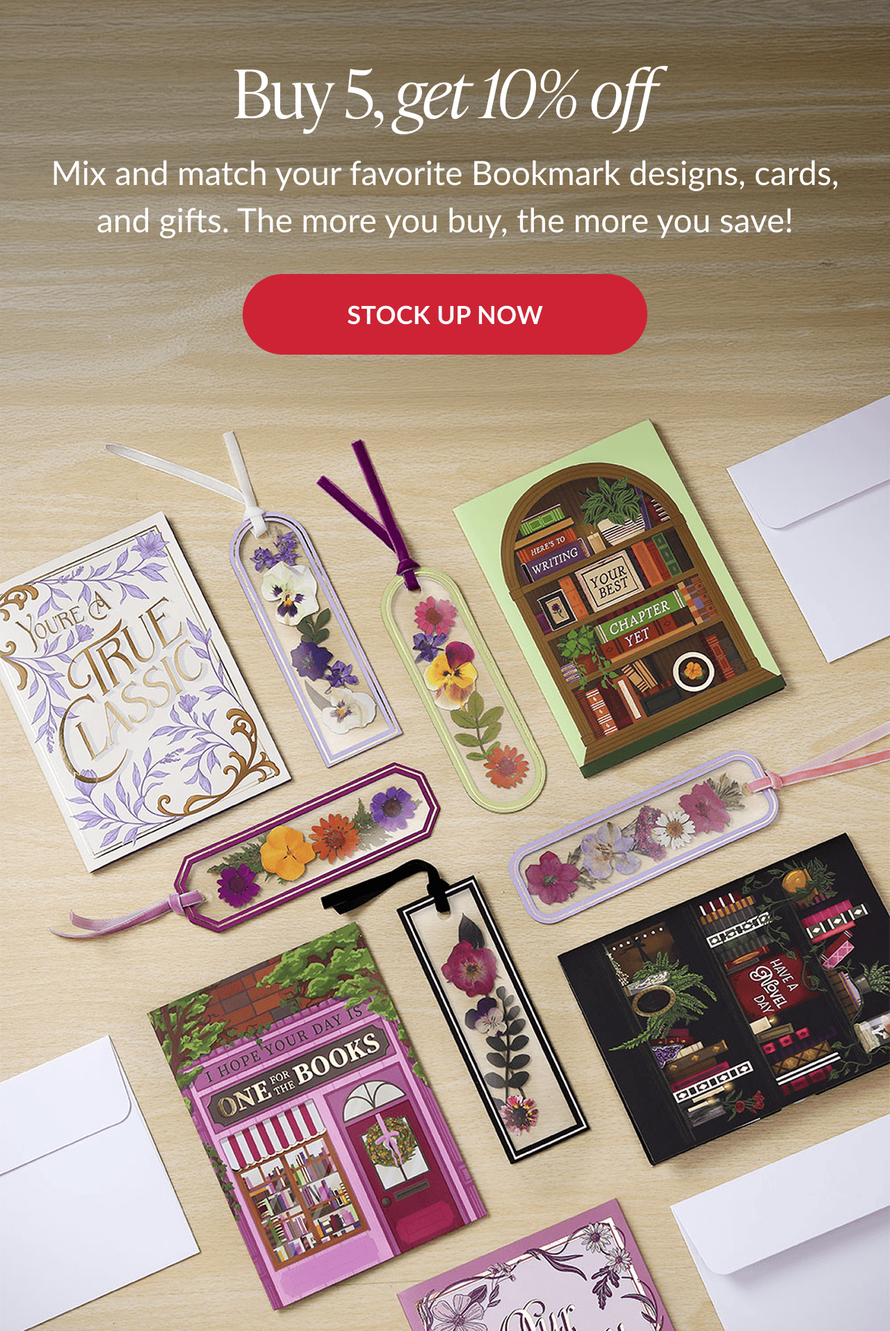 Offer banner for buy five, get ten percent off