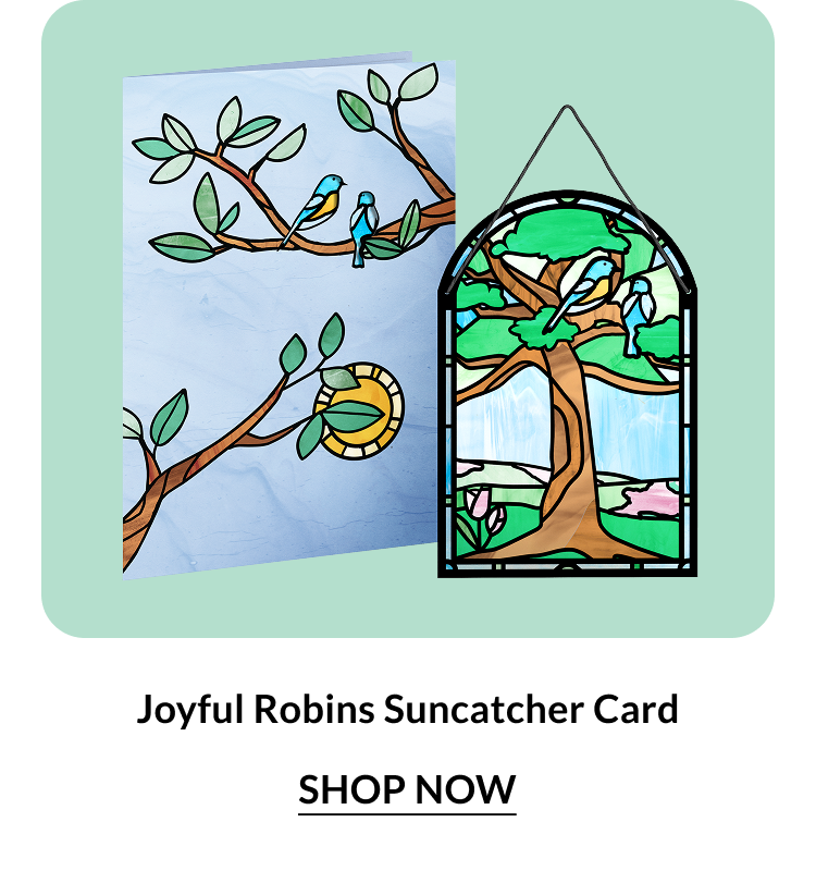 Joyful Robins Suncatcher Card. Shop now.