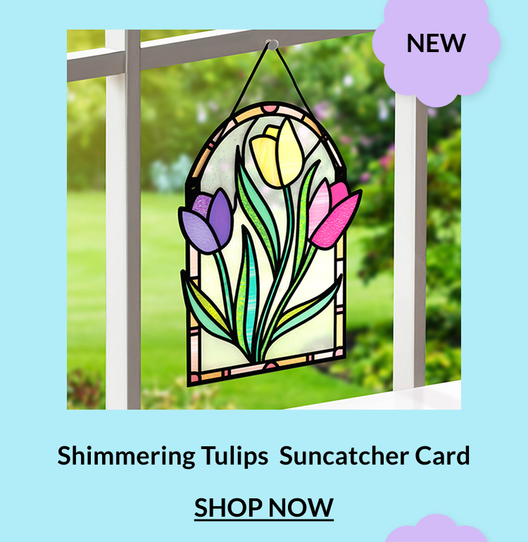 Shop LP9368 Shimmering Tulips Suncatcher Card