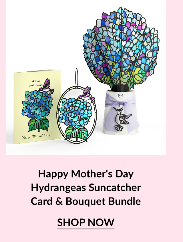 Hummingbird bundle with floral bouquet and card