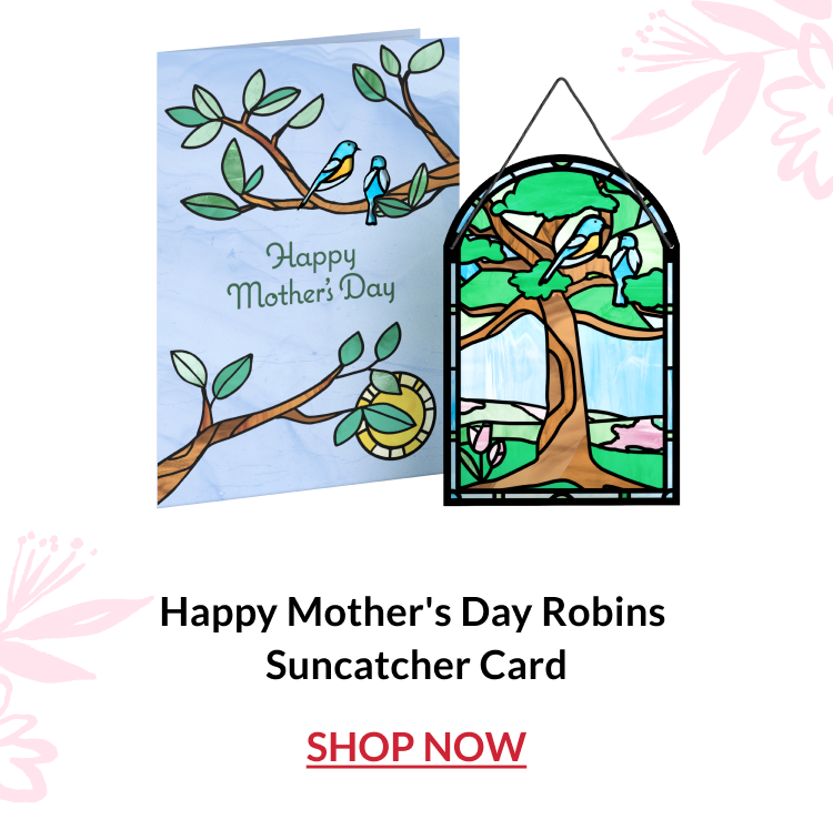 Floral wreath suncatcher card with pink greeting card