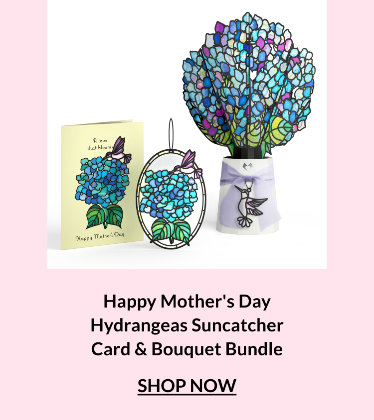 Hummingbird bundle with floral bouquet and card