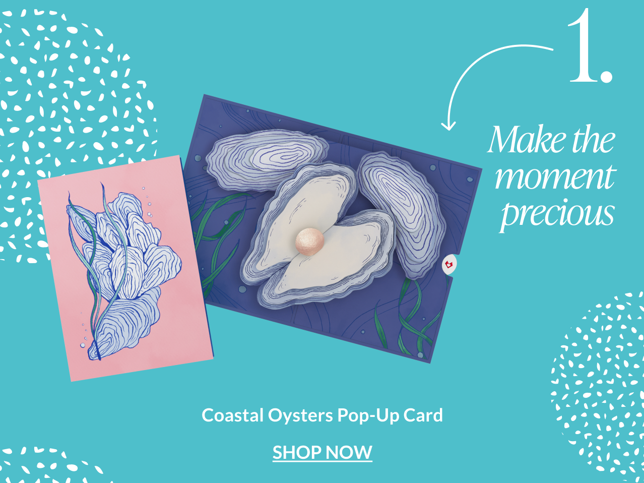 Coastal Oysters Pop-Up Card product feature