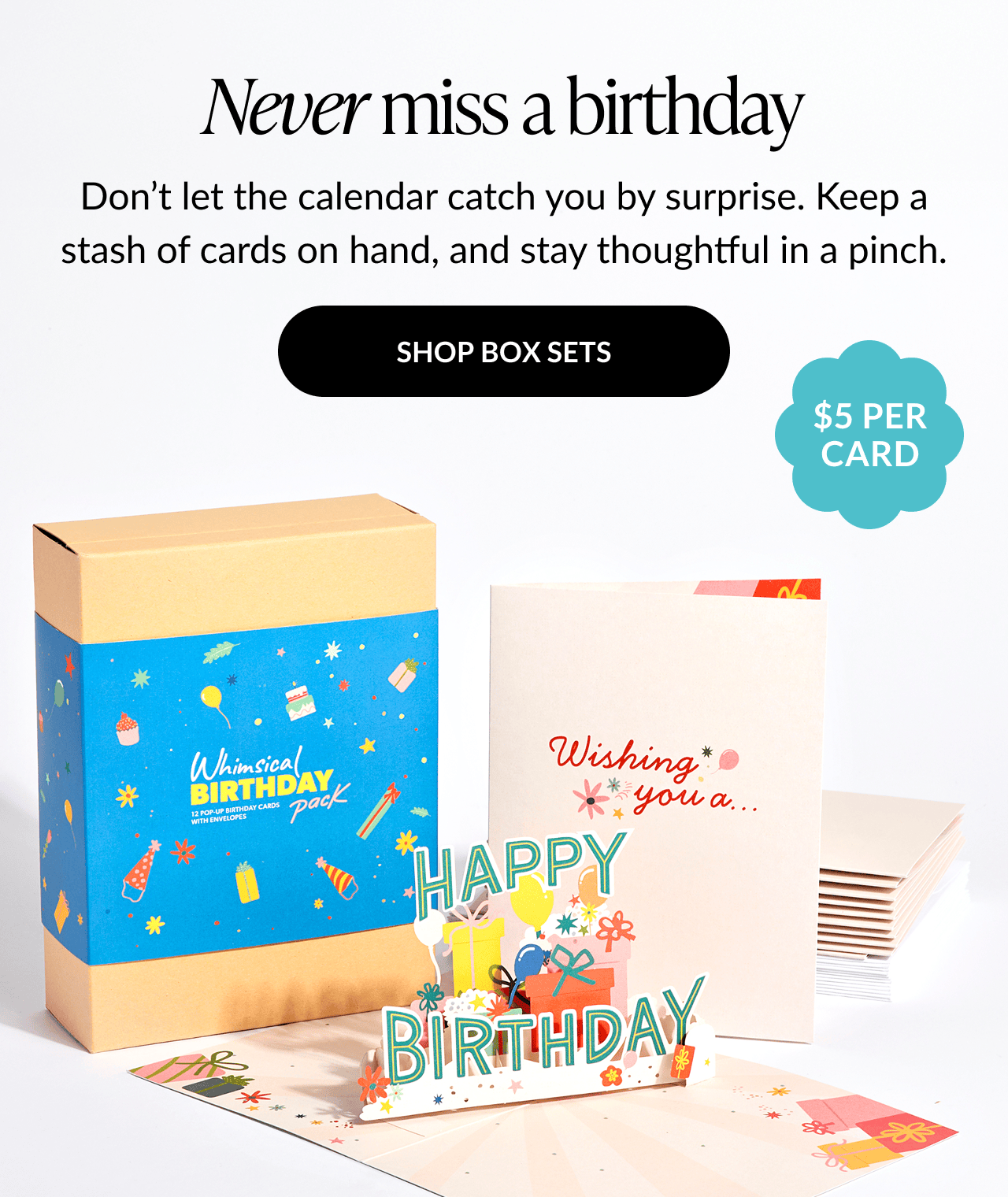 Never miss a birthday — birthday card box sets collection banner