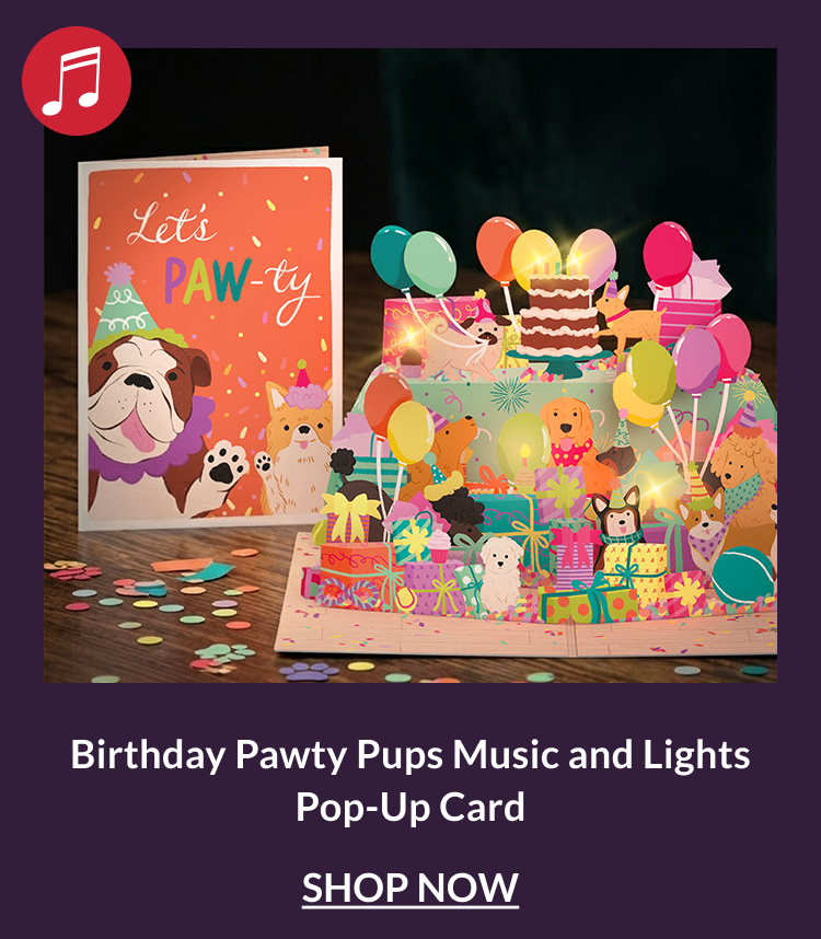 Birthday Pawty Pups Music and Lights Pop-Up Card