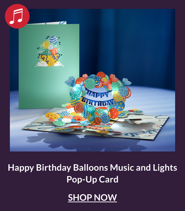 Happy Birthday Balloons Music and Lights Pop-Up Card