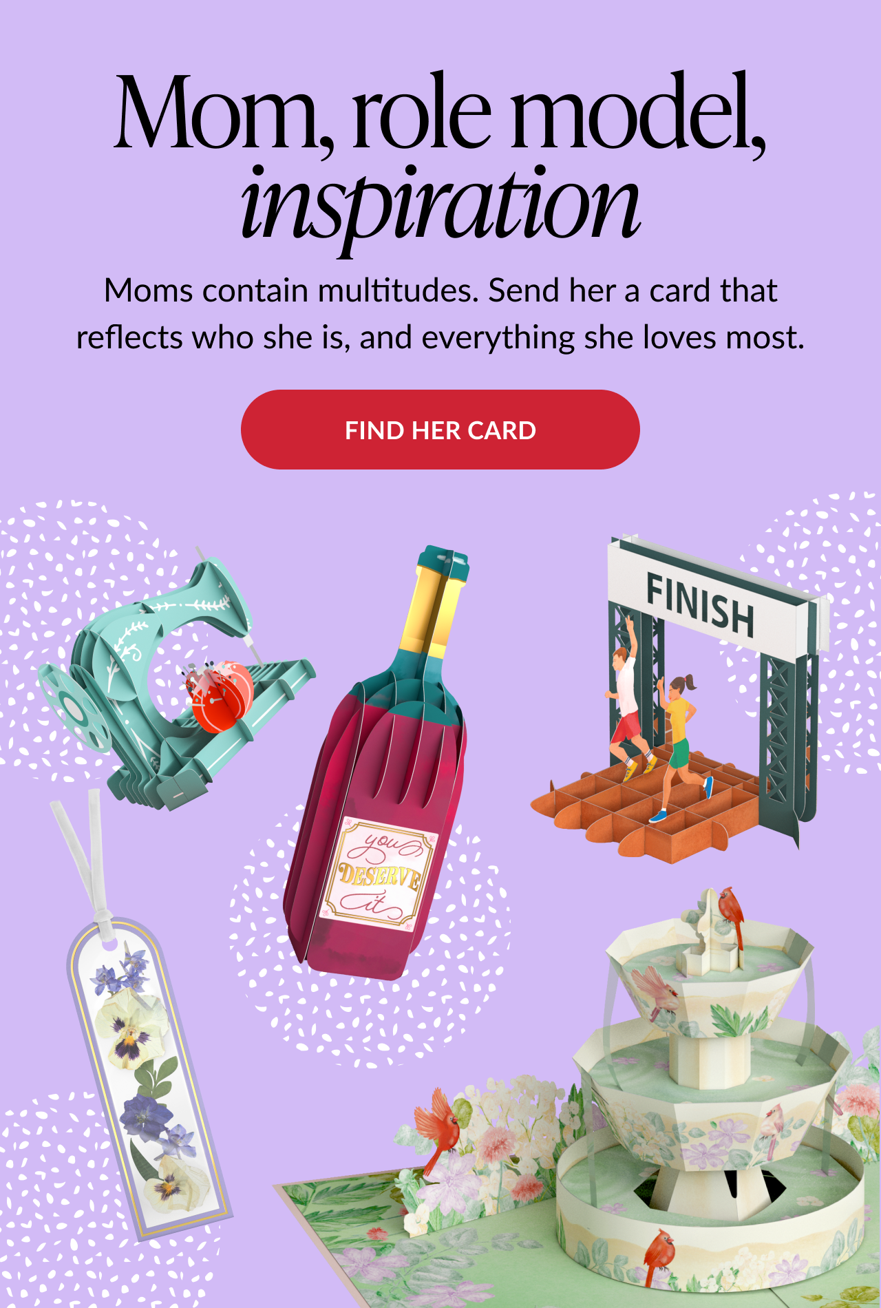Mother's Day cards for every interest — bookmarks, wine, gardening, and more