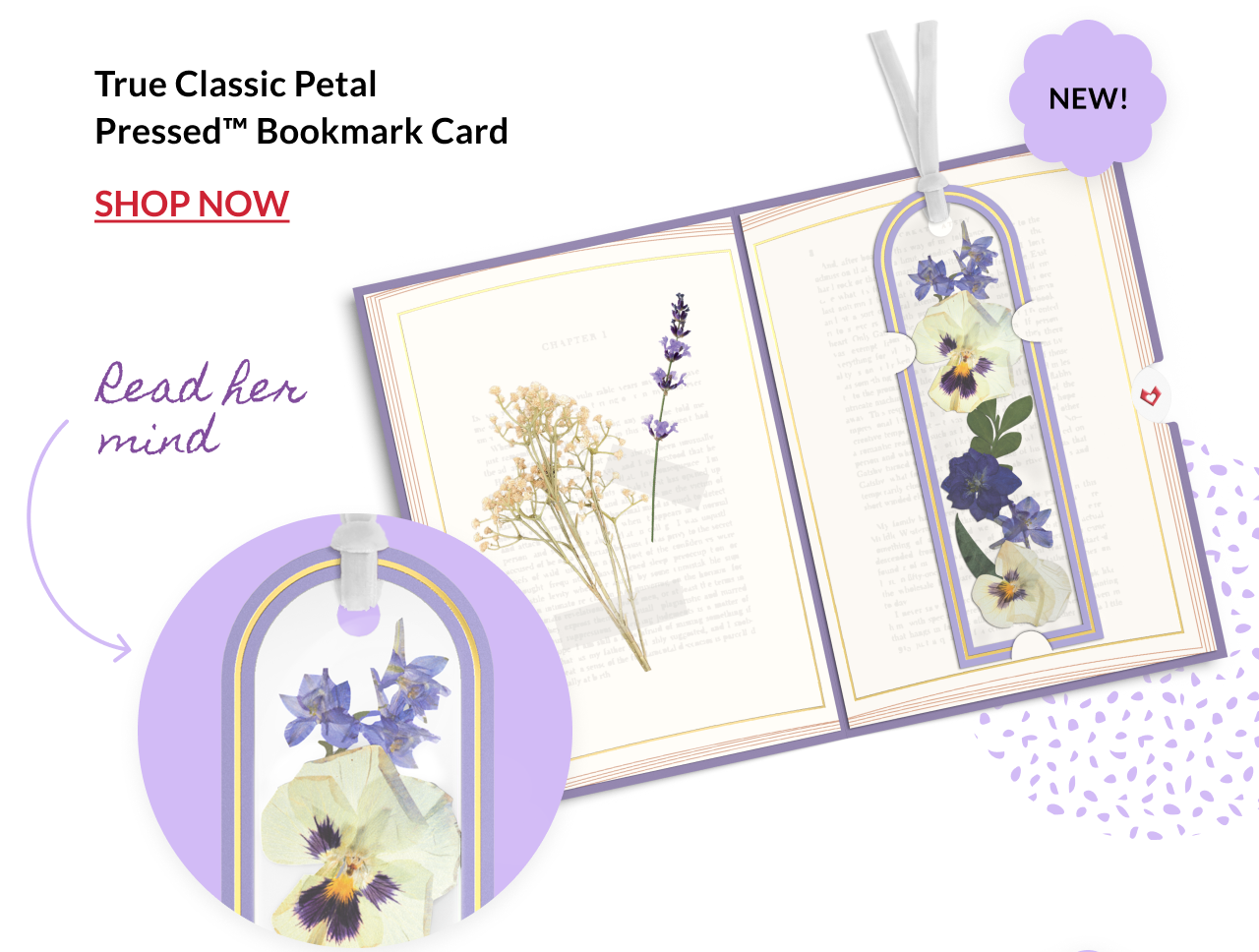 True Classic Petal Pressed Bookmark Card
