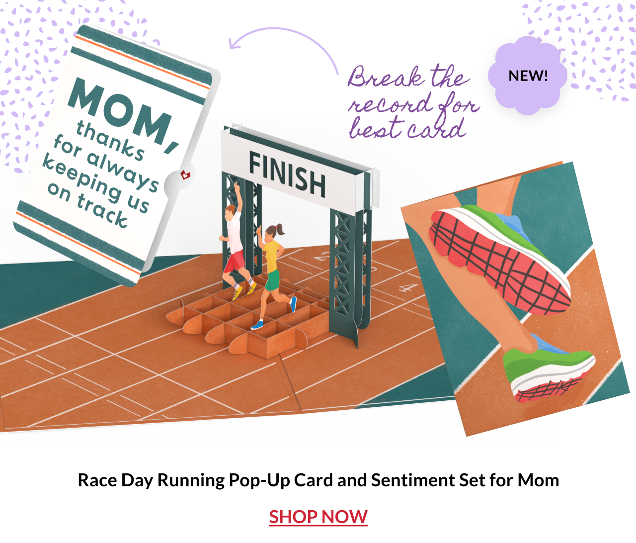 Race Day Running Pop-Up Card and Sentiment Set for Mom