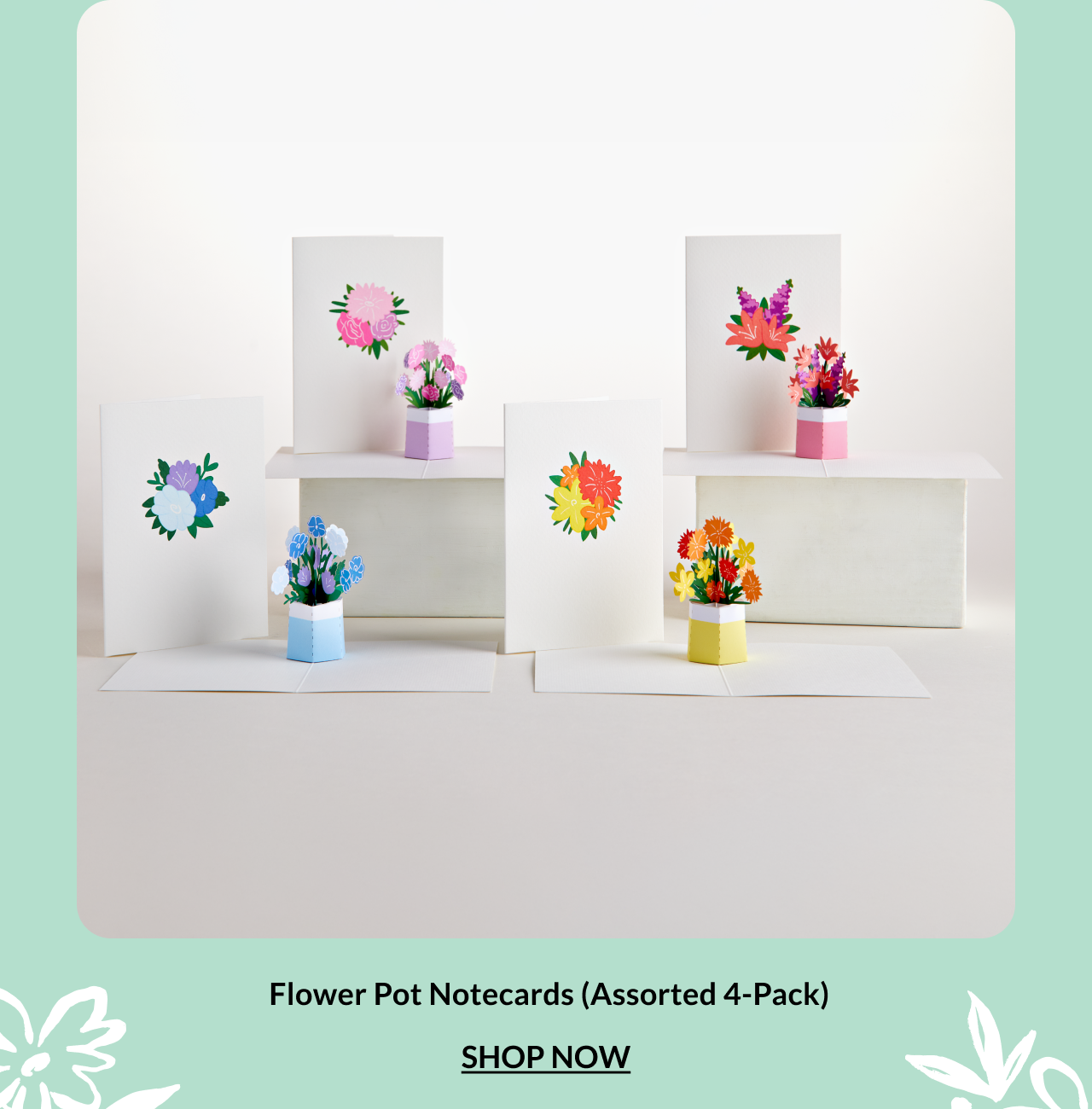 Flower Pot Notecards Assorted 4-Pack