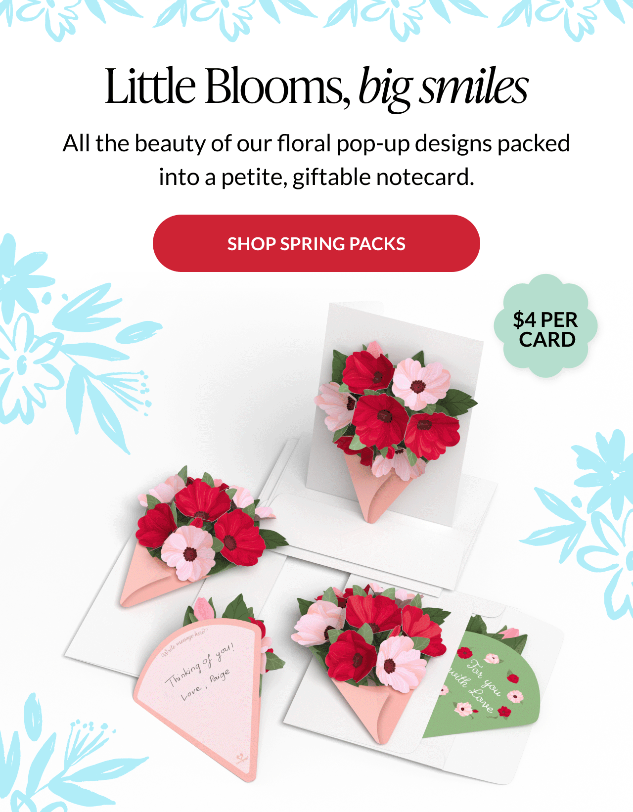 Little Blooms Notecard 5-Pack Rosy Ruby and Sweet Spring