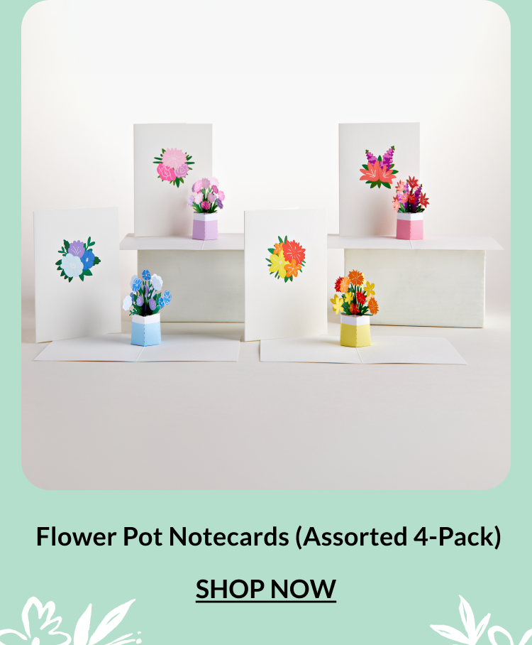 Flower Pot Notecards Assorted 4-Pack