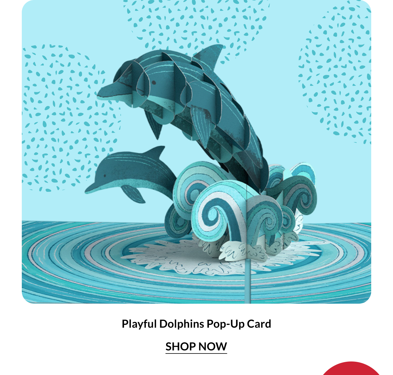 Playful Dolphins Pop-Up Card — dolphins leaping through ocean waves