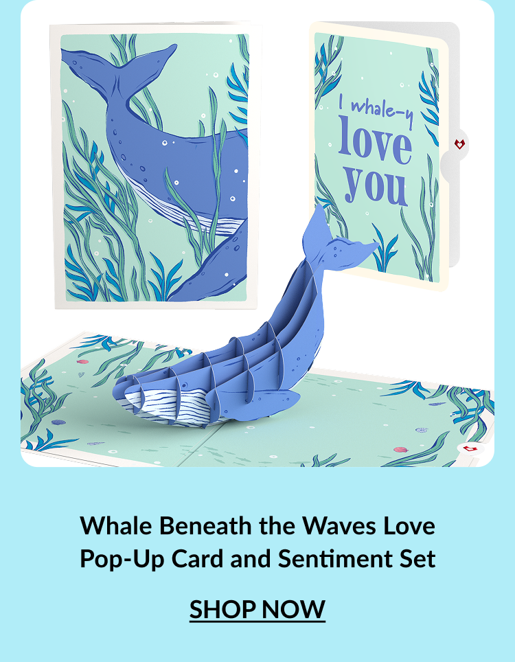 Whale Beneath the Waves Love Pop-Up Card and Sentiment Set — deep ocean whale with a love message
