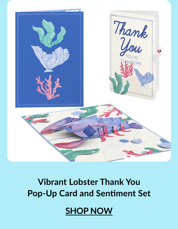 Vibrant Lobster Thank You Pop-Up Card and Sentiment Set — cheerful coastal lobster with a thank you sentiment
