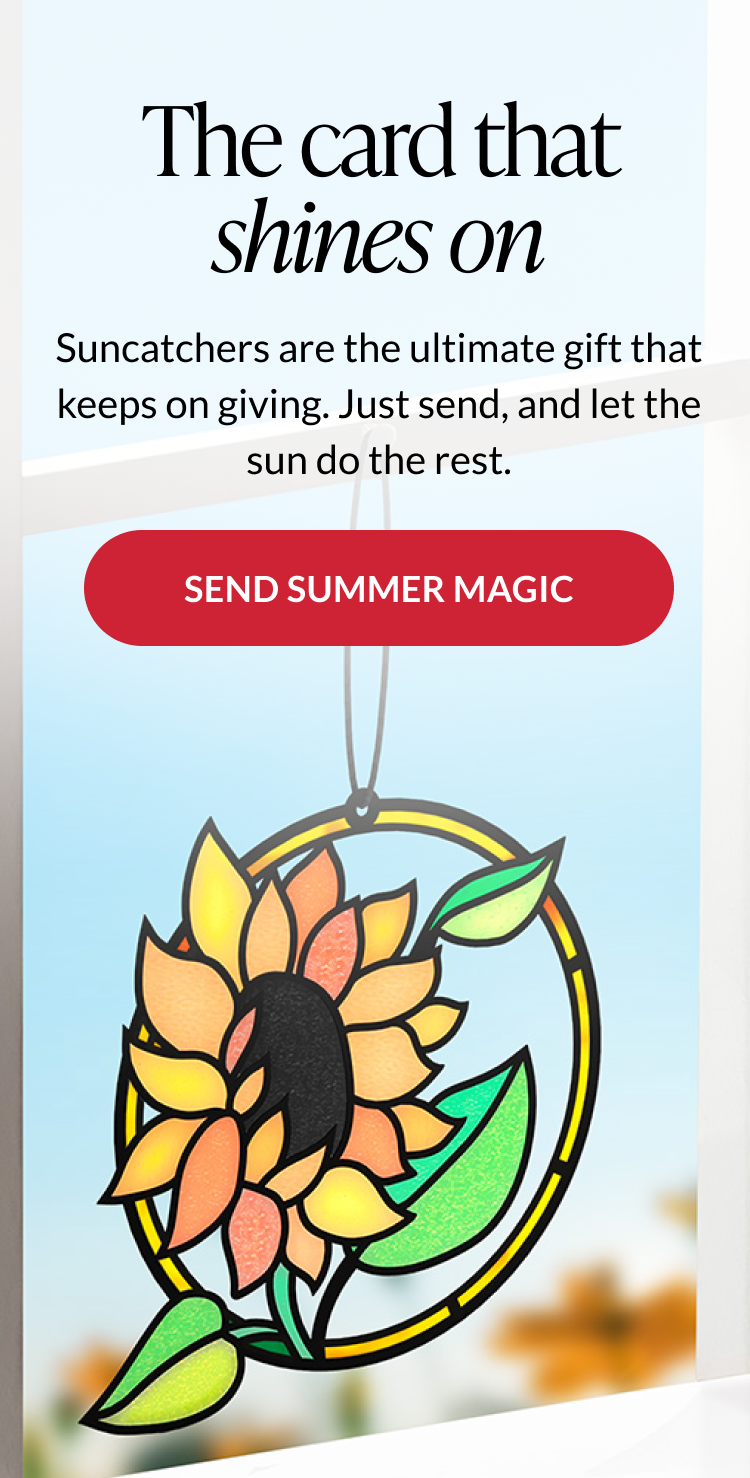Shop Suncatcher Cards — colorful summer pop-up cards that catch the light
