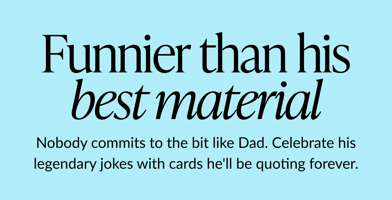Funny Father’s Day card promotion with playful dad joke messaging