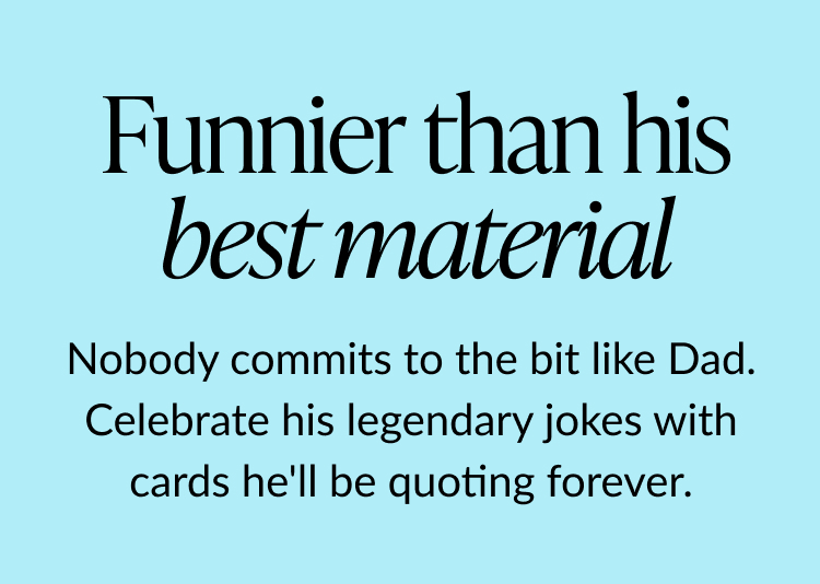Funny Father’s Day card promotion with playful dad joke messaging