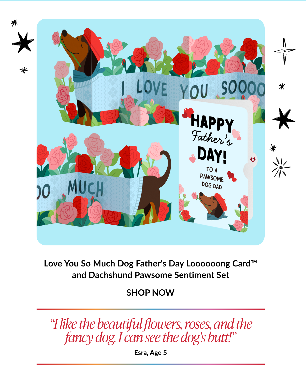 Love You So Much Dog Father's Day Loooooong Card and Dachshund Pawsome Sentiment Set