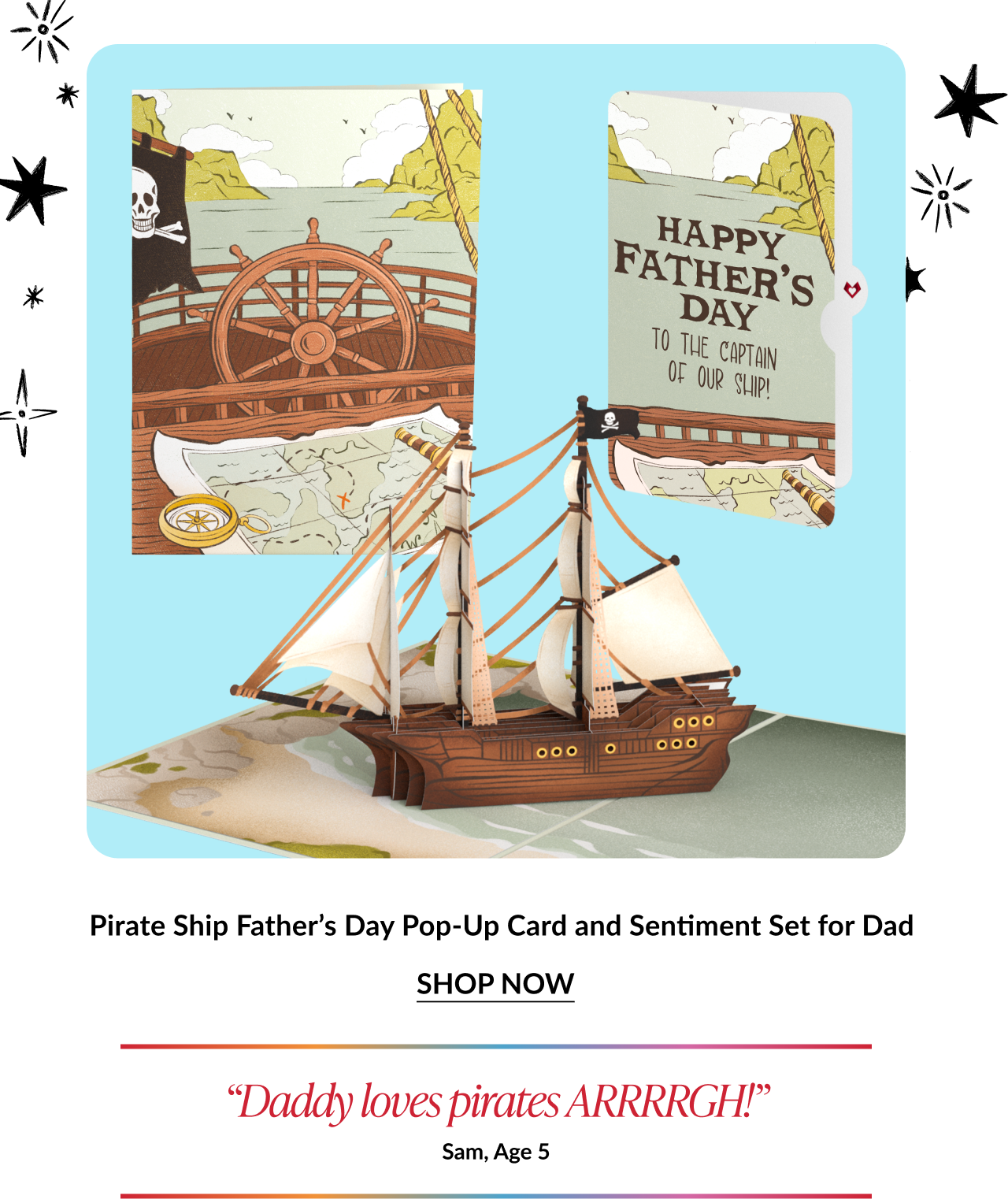 Pirate Ship Father's Day Pop-Up Card and Sentiment Set for Dad