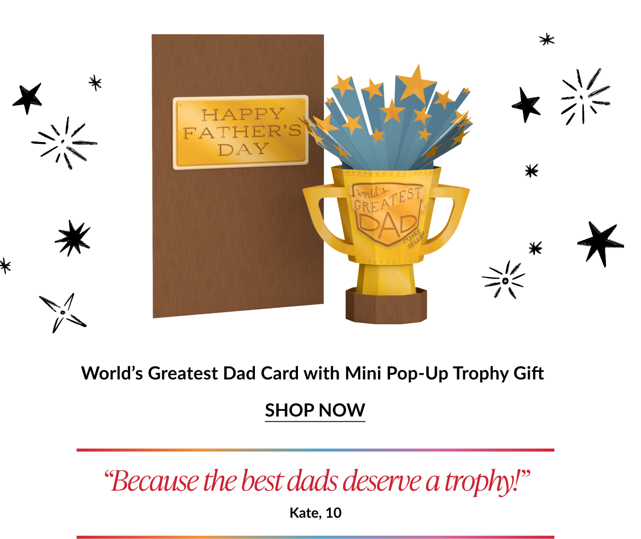World's Greatest Dad Card with Mini Pop-Up Trophy Gift