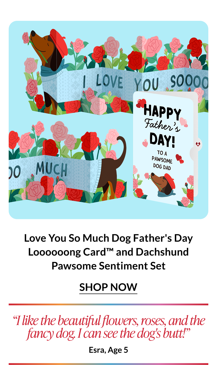 Love You So Much Dog Father's Day Loooooong Card and Dachshund Pawsome Sentiment Set