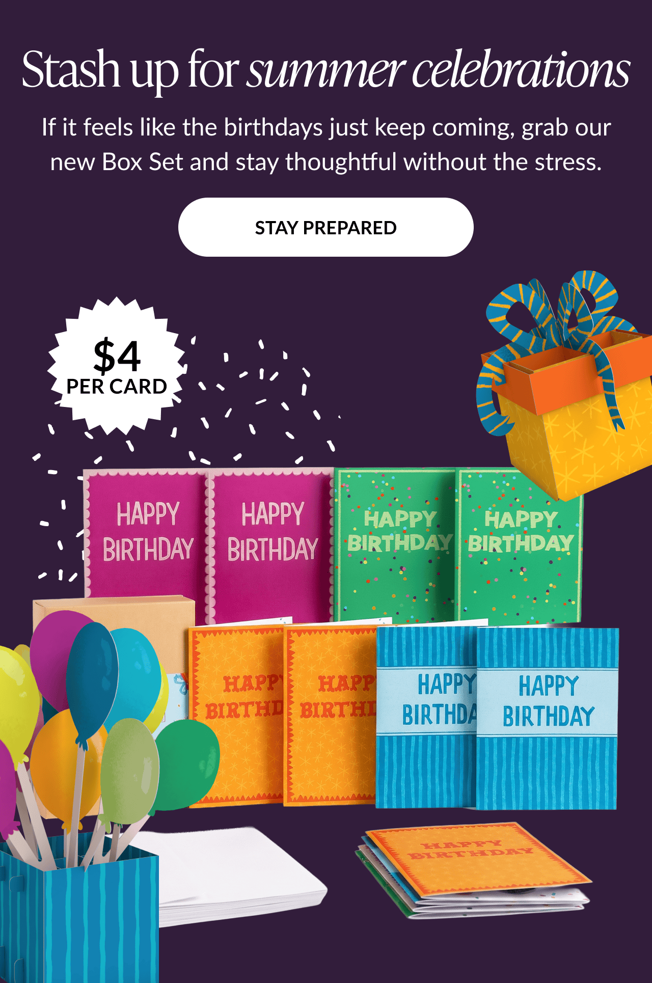 Bright Birthday assorted 12-pack card box set