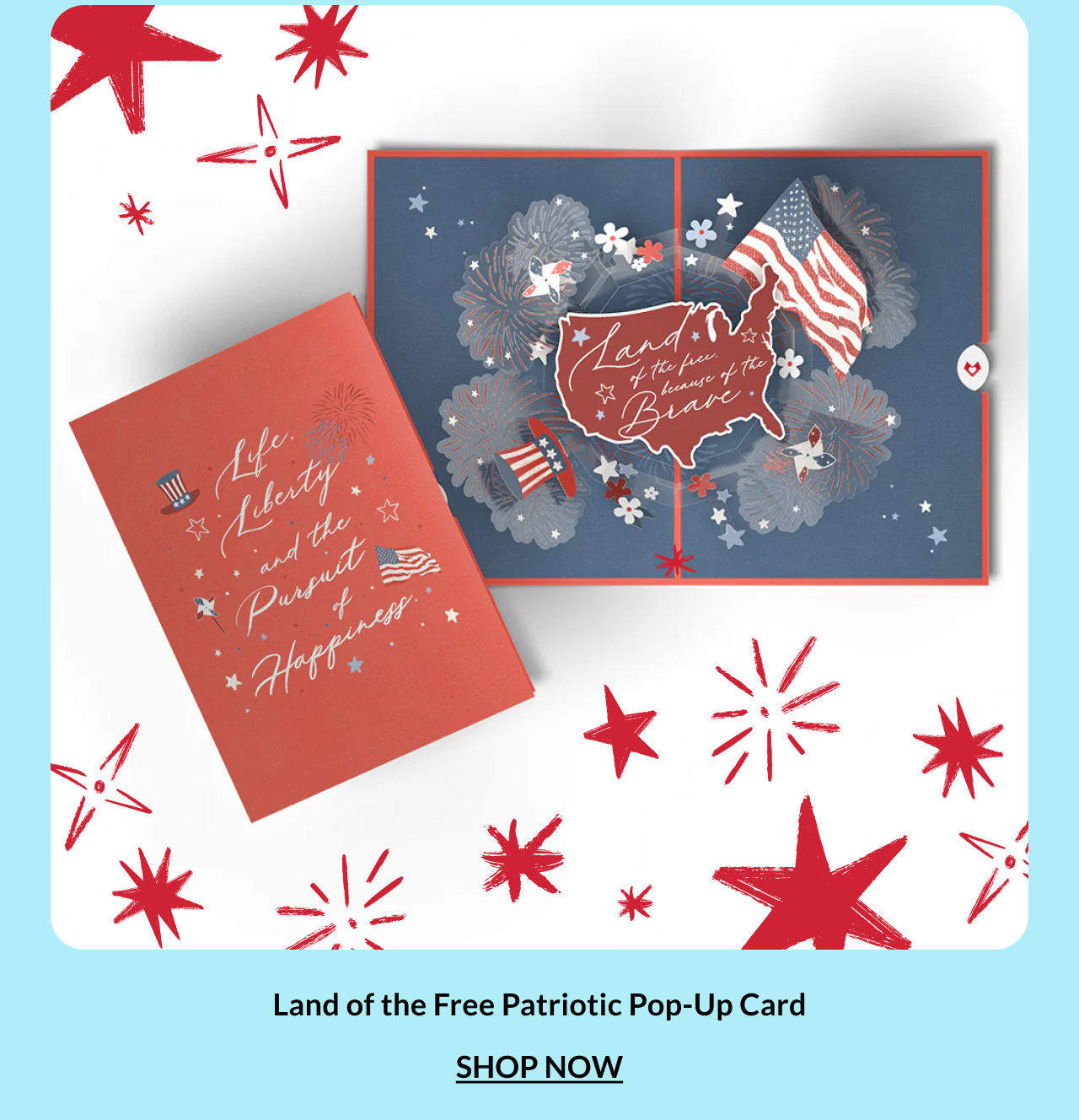 Land of the Free patriotic pop-up card.