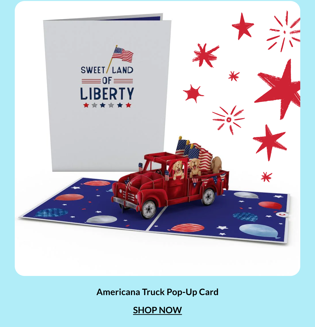 Americana Truck pop-up card.