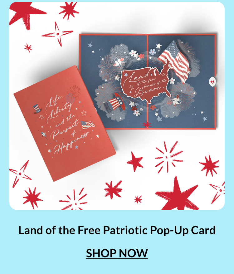 Land of the Free patriotic pop-up card.