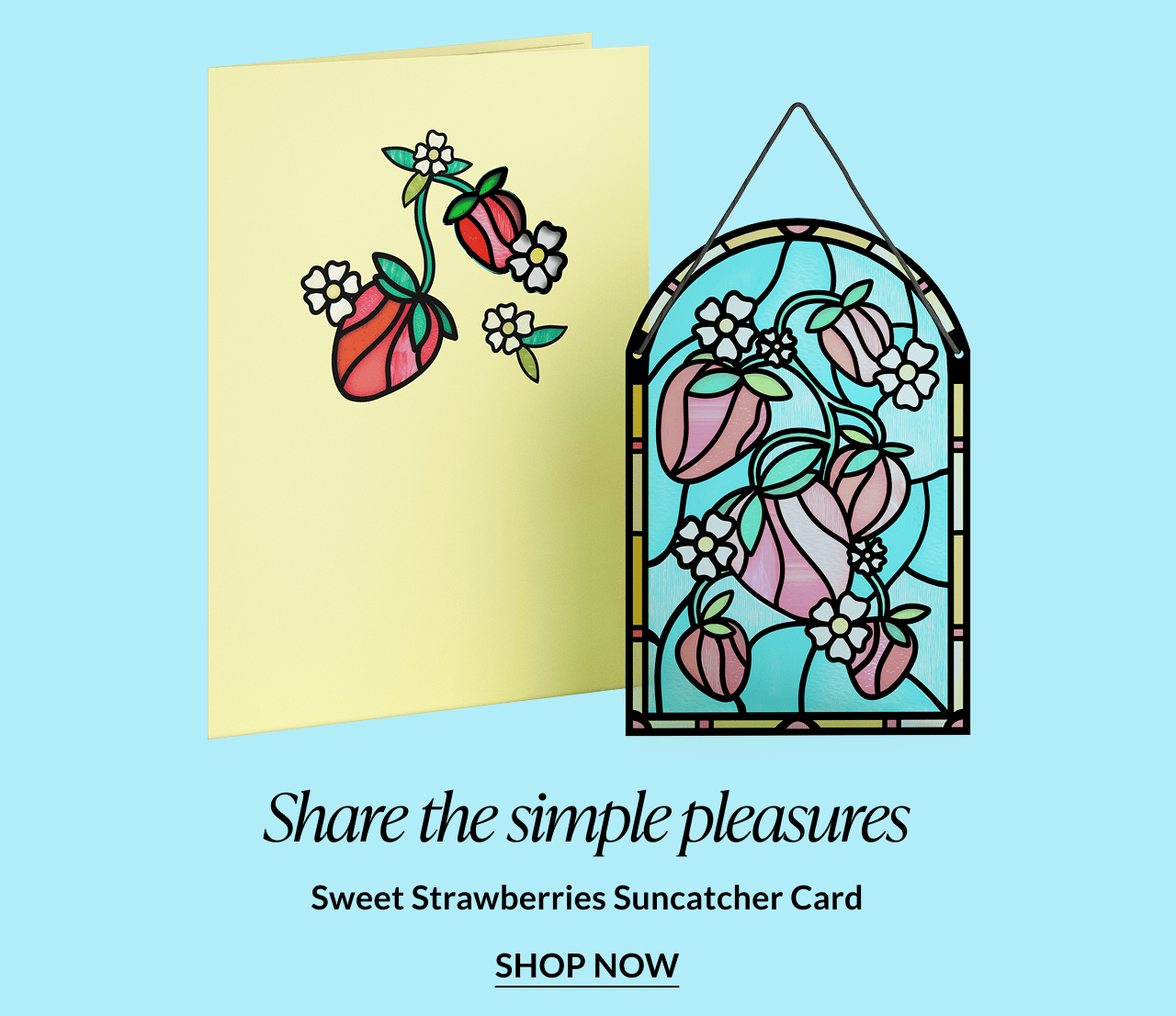 Sweet Strawberries Suncatcher Card