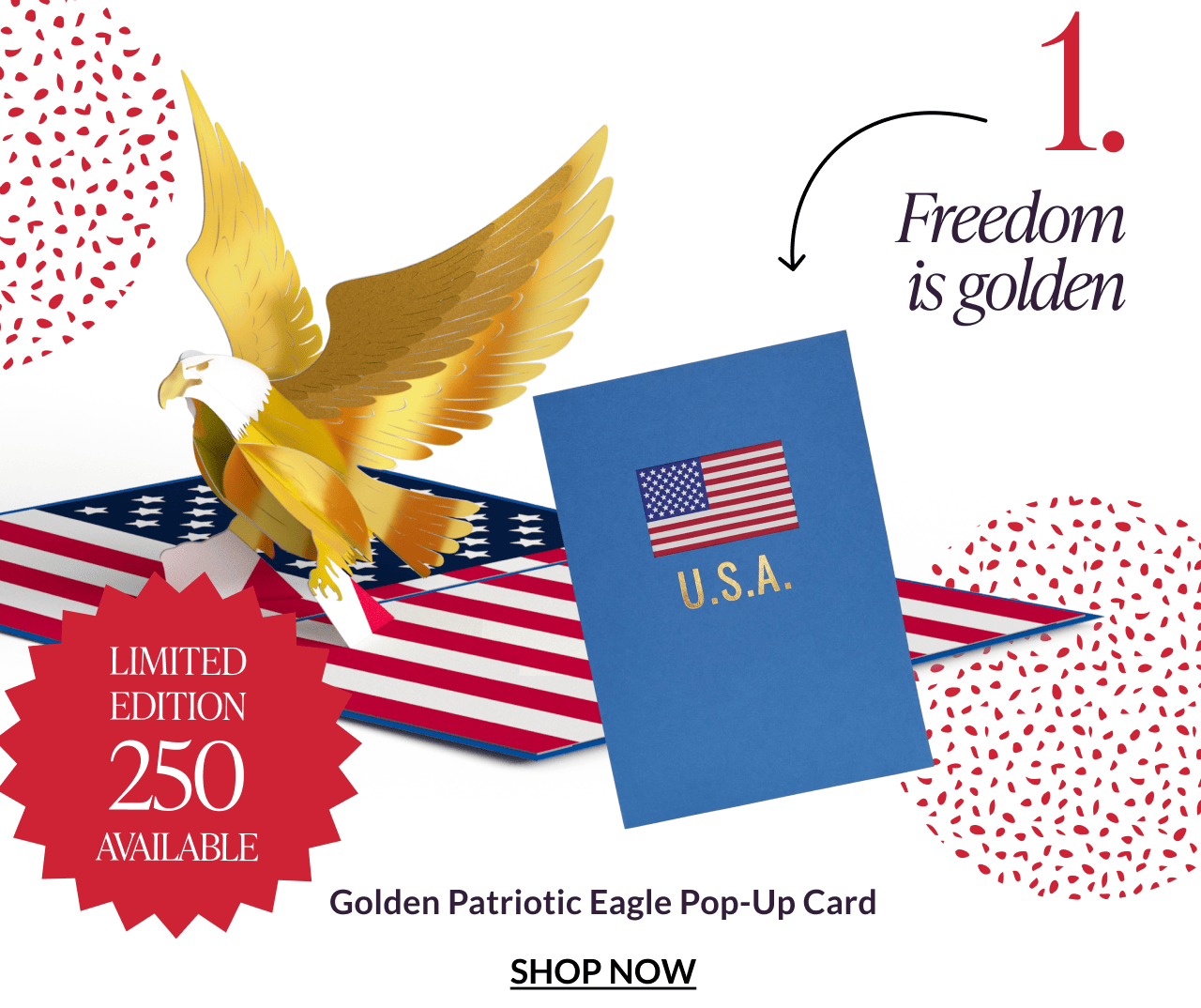 Golden Patriotic Eagle Pop-Up Card.