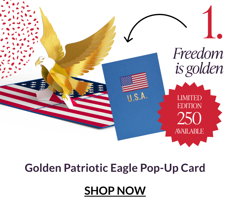 Golden Patriotic Eagle Pop-Up Card.