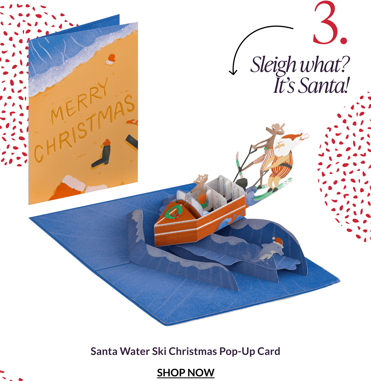 Santa Water Ski Christmas Pop-Up Card