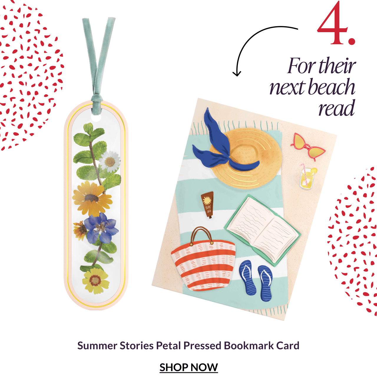 Summer Stories Petal Pressed Bookmark Card