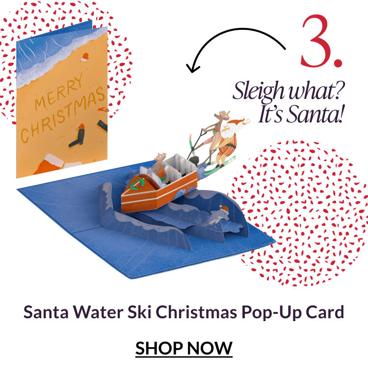 Santa Water Ski Christmas Pop-Up Card