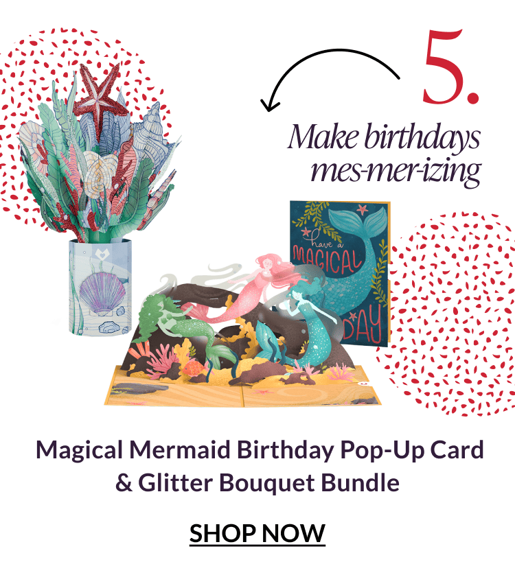 Magical Mermaid Birthday Pop-Up Card and Glitter Bouquet Bundle
