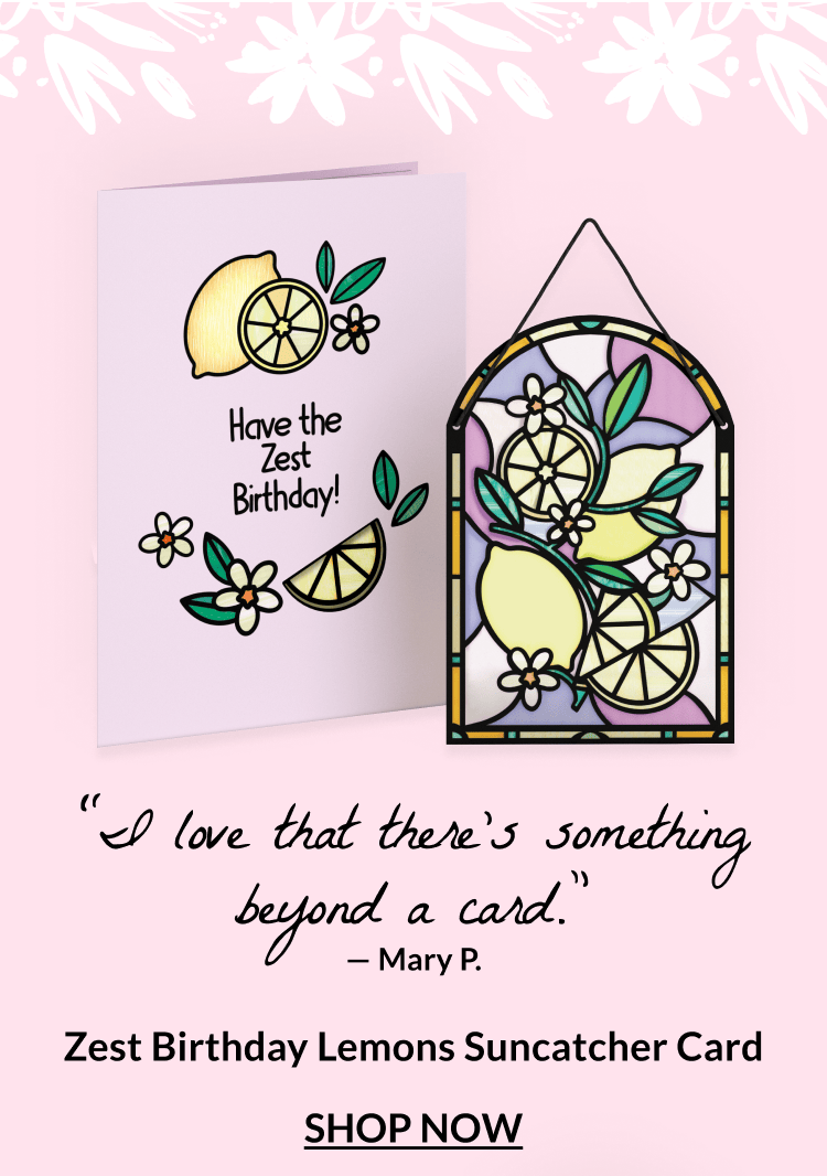 Zest Birthday Lemons suncatcher card