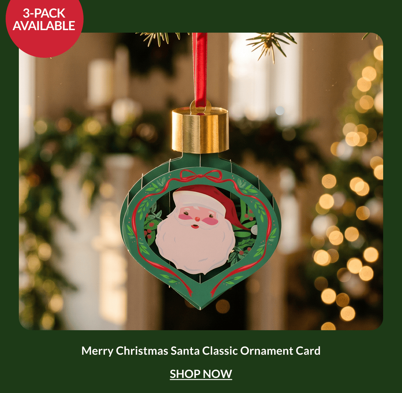 Merry Christmas Santa Classic Ornament Card