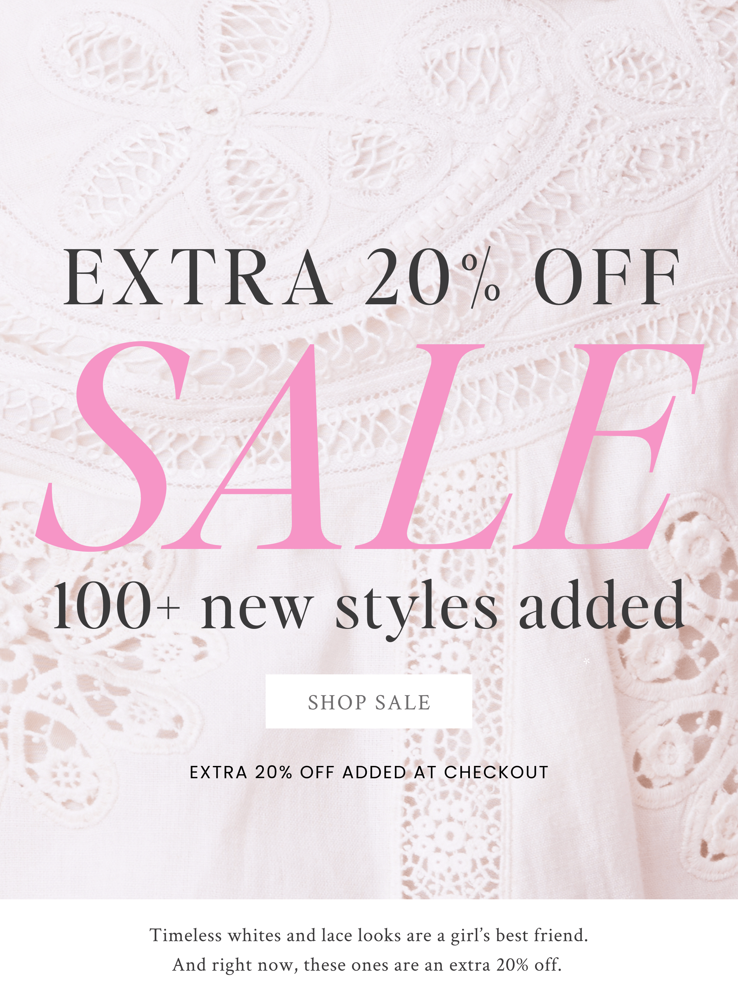 Extra 20% off sale. New styles added.