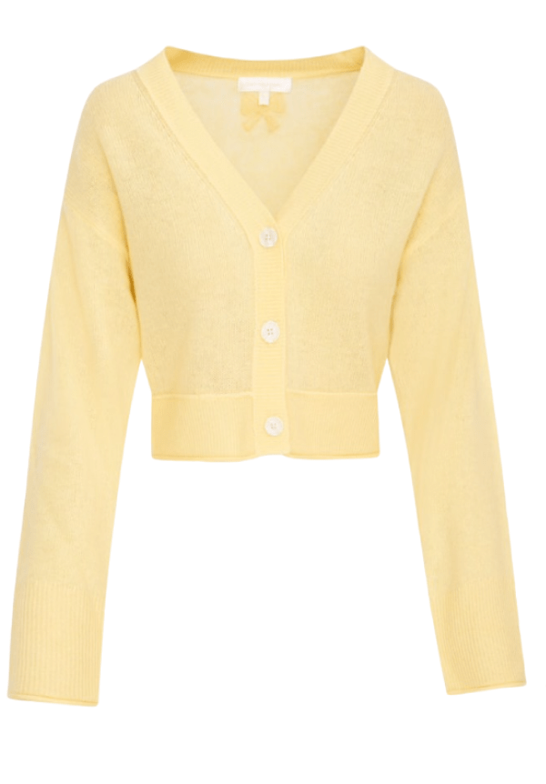 Lawrence Yellow Bow Applique Cardigan